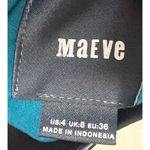 Maeve Anthropologie Dress 4 Teal Shift Cold Shoulder Ruffle Lined Women EUC - Picture 7 of 10